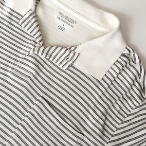 Mens Cream and Tan Long Sleeve Polo